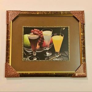 Fruit & Drinks Framed Wall Art(brown & gold frame)